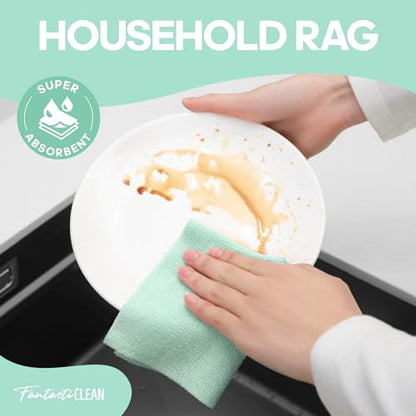 Fantasticlean Microfiber Cleaning Cloth Roll, 60 Pack, 8" x 8", Mint Green - color: Mint Green