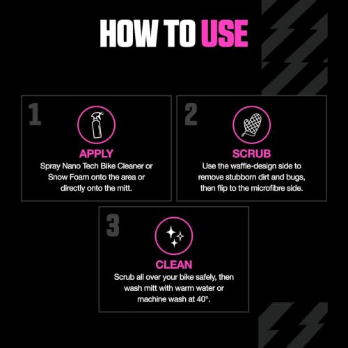 Muc-Off 2-in-1 Microfiber Wash Mitt - Chenille Cleaning Glove for Cars and Bikes - Waffle Sponge Design Removes Bugs and Tar
