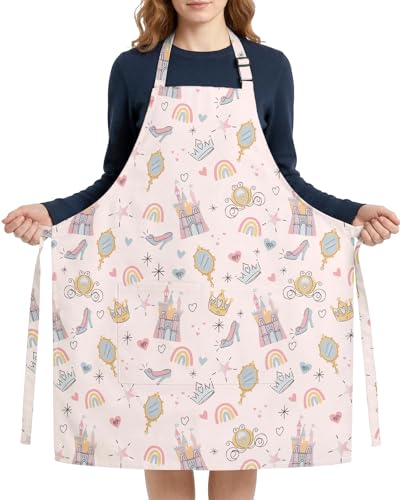 Women Apron, Cute Kitchen Aprons for Women, Girls - color: Light Pink Princess