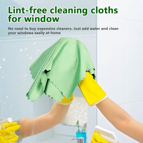 10 Pack Microfiber Glass Cleaning Cloth, 9.84x9.84 Inch Lint Free Window Cleaning Wipes, Work for Glasses, Windshields, Mirrors, and Stainless Steel, Grey Green Purple