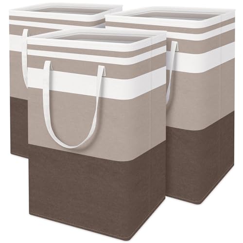 BlissTotes 3-Pack Laundry Basket, Collapsible Laundry Hamper, Khaki, 88L - color: Khaki, size: 88L