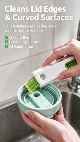 4‑in‑1 Cup Lid Cleaning Brush, Gap & Seal Ring Scrubber. - color: White