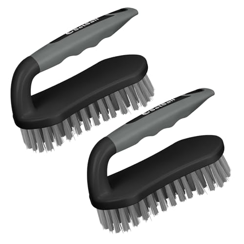 SetSail Scrub Brush, Stiff Bristle Cleaning Scrubber, 2 Pack(Black Grey) - color: Black Grey, size: 2-pack