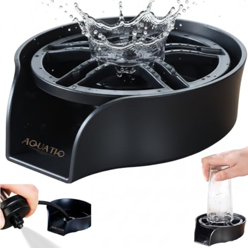 2-in-1 Glass Rinser & Sink Sprayer Attachment – High Pressure Cup Washer for Kitchen Sink – Matte Black Bottle Cleaner -Stainless Steel Cup Cleaner (Fits Standard Counter Holes) - color: Black