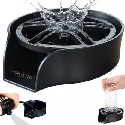 2-in-1 Glass Rinser & Sink Sprayer Attachment – High Pressure Cup Washer for Kitchen Sink – Matte Black Bottle Cleaner -Stainless Steel Cup Cleaner (Fits Standard Counter Holes) - color: Black