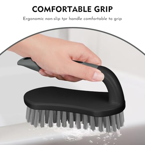 SetSail Scrub Brush, Stiff Bristle Cleaning Scrubber, 2 Pack(Black Grey) - color: Black Grey, size: 2-pack