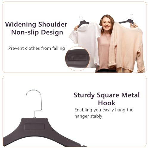 DEDU Suit Hangers for Men 40 Pack, Extra Wide Suit Hanger Non Slip Width 17.7", Thick Plastic Coat Hangers Brown with Metal Hook - color: Brown-40