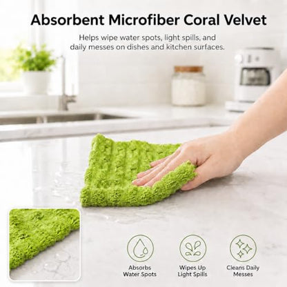 kimteny Microfiber Dish Cloths for Washing Dishes 12 Pack, Lime Green - color: Lime Green, size: 12 x 12 - 12 Pack