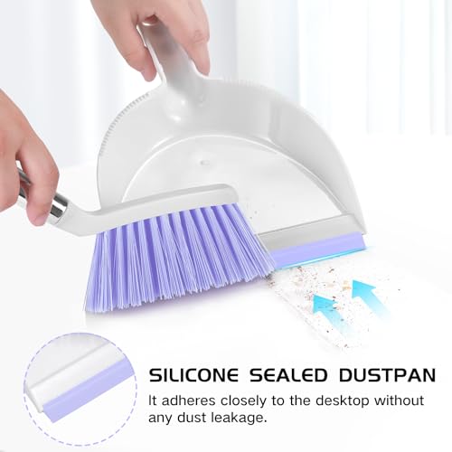 NACENA Mini Broom and Dustpan Set,Small Dust Pan and Brush Set,Light&Purple - color: Light & Purple, size: 1 Pack