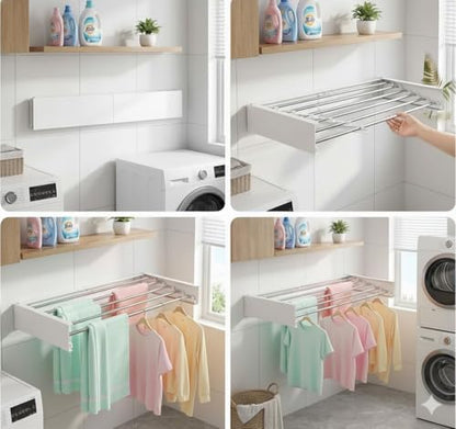 Wall Mounted Clothes Drying Rack 31.5" Foldable, 60 lb for Laundry & Apt