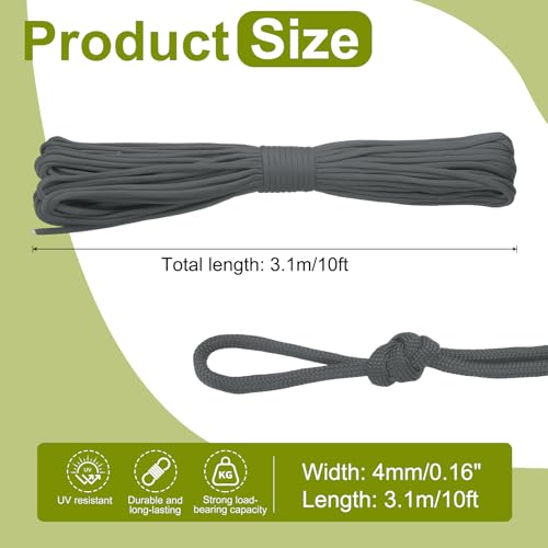 uxcell 4mm Nylon Rope, 10ft Portable Clothesline for Luggage and Backpack Tie Downs, Hanging Clothes, Swings, Camping and Mountaineering Tie Downs, Dark Gray - color: Dark Gray