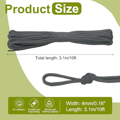 uxcell 4mm Nylon Rope, 10ft Portable Clothesline for Luggage and Backpack Tie Downs, Hanging Clothes, Swings, Camping and Mountaineering Tie Downs, Dark Gray - color: Dark Gray