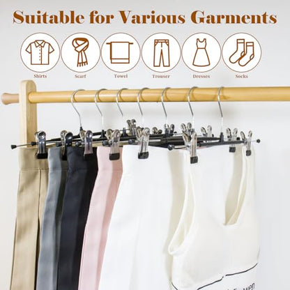 Pants Hangers with Clips, 20 Pack 11.6 inch Heavy Duty Metal Hangers, Adjustable Skirt Hangers for Women, Space Saving Non-Slip for Pants,Socks,Jeans and Skirts - size: 20 Pack