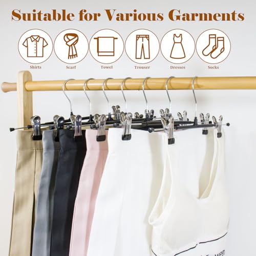 Pants Hangers with Clips, 20 Pack 12.01 inch Heavy Duty Metal Hangers, Adjustable Skirt Hangers for Women, Space Saving Non-Slip for Pants,Socks,Jeans and Skirts - size: 20 Pack