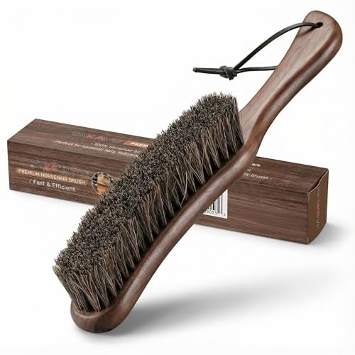 TAKAVU Horsehair Clothes Brush for Suits, Large Walnut Wood Handle - color: Walnut