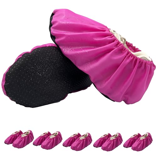 5 Pairs Waterproof Anti slip Washable Reusable Boots Cover Indoor Shoe covers (XL, Fuchsia) - color: Fuchsia, size: Extra Large