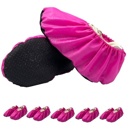 5 Pairs Waterproof Anti slip Washable Reusable Boots Cover Indoor Shoe covers (L, Fuchsia) - color: Fuchsia, size: Large