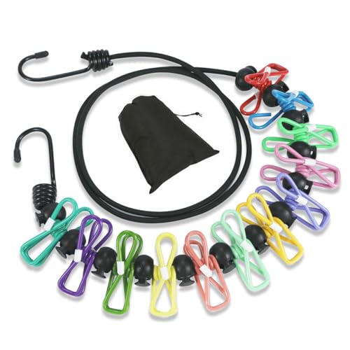 Retractable Clothesline with 12 Clips for Travel, Indoor & Outdoor Use（Colour） - color: Colour