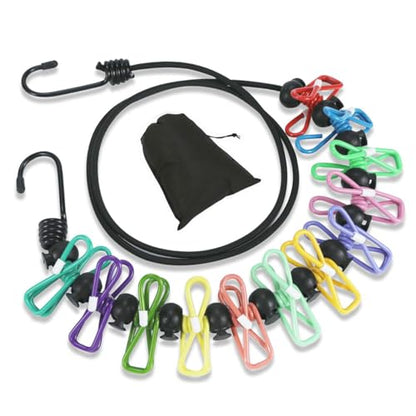 Retractable Clothesline with 12 Clips for Travel, Indoor & Outdoor Use（Colour） - color: Colour
