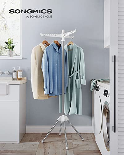 SONGMICS Clothes Drying Rack, 61.6-Inch Drying Rack, 3 Rotatable Arms - color: White + Silver, style: 1-Tier