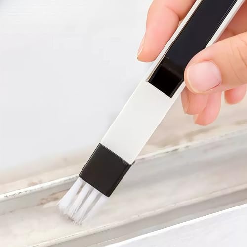 Window Groove Cleaning Brush, Window Track Cleaning Tool, 2 in 1 Groove Cleaning Brush Broom Hard Bristle Crevice Brush for Keyboard Drawer Cabinet Door Lamp Groove