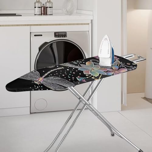 Dragonfly Flower Ironing Board Cover and Padding Removable Pad Decorative Covers with Elastic Edge Ironing Board Sleeve for Standard Size 15 x 54 Boards Gifts for Women - color: Dragonfly Flower 3