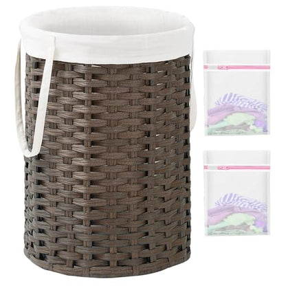 SETVSON Laundry Hamper Laundry Basket Round 19.0Gal (72 L) PE Rattan, Brown - color: Brown, size: 19.0 Gal - 72L