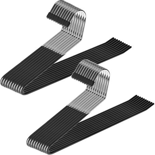 Zober Pants Hangers Non Slip - Open Ended Pants and Jean Hangers for Closet - Space Saving Clothes Hanger - Strong, Durable, Metal Pant Hangers (Black 2O Pack) (Pack of 6) - size: 2O Pack (Pack of 6)
