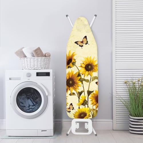 Sunflower Butterfly Ironing Board Cover and Pad- 52" x 13" Iron Board Cover with Padding Fits Standard Size, Iron Board Cover Accessories - color: Sunflower Butterfly 1