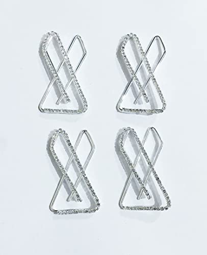 Sahishnu Online and Marketing Silver Saree Pins Small X Shaped Single Line Stone,Safety Pin, Brooch Safety Pins Set of 4