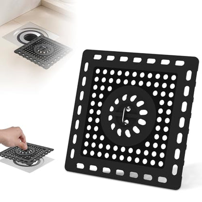 Hibbent Upgraded Shower Drain Hair Catcher, Shower Cover for Bathroom Floor 4" Drain, Anti-Clogging Strainer, Stainless Steel Kitchen Sink Strainer with Handle, Matte Black - color: 4' Matte Black