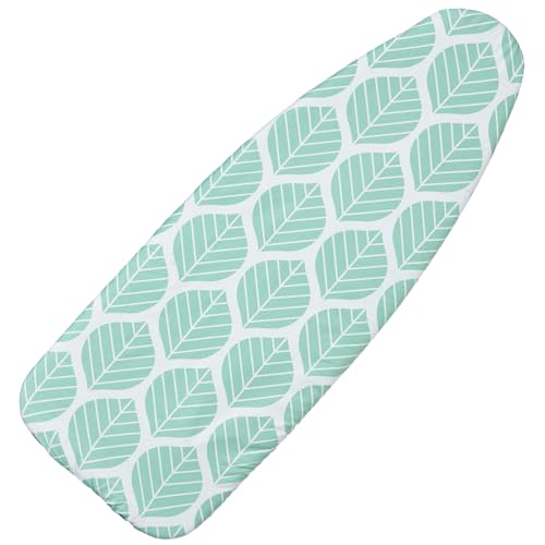 Seiritex Wide Ironing Board Cover and Pad 18 x 49 inch Heat Reflective with Hook and Loop Fasteners, Thick Padding with Elasticized Edges, 3 Layers Iron Board Cover (Green Leaf) - color: Green Leaf, size: 18x49