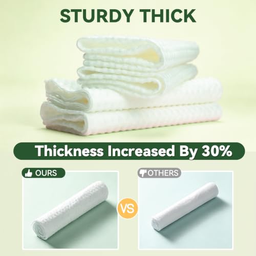 Disposable Cleaning washcloths, 100 Pack 2-Ply Reusable Paper Towels, Square Cleaning Cloths, Disposable Wash Cloths for Kitchen Grease, Spills and Everyday Messes