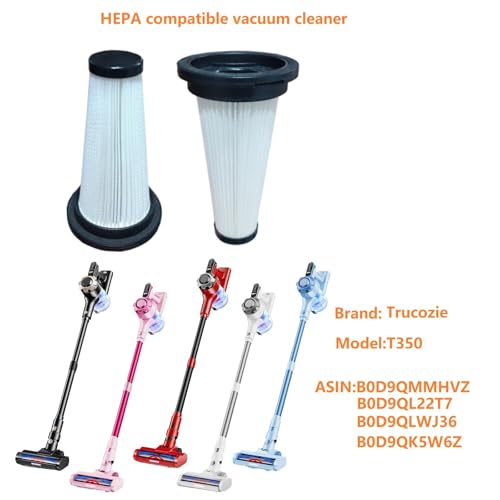 4pack Hepa Filter replacement for Trucozie Cordless Vacuum Cleaner T350, Washable & Reusable Cone Vacuum Replacement Filters for Trucozie Stick Vacuum.