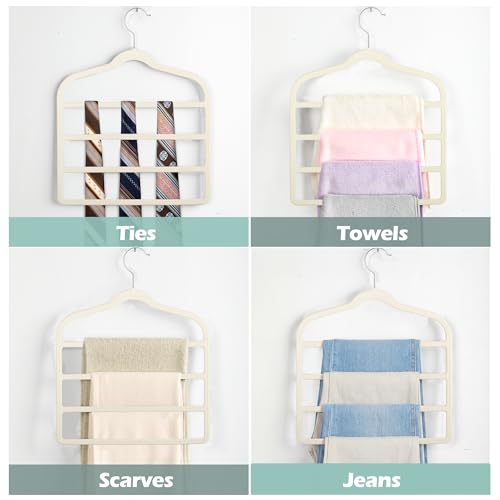 Velvet Pant Clothes Hanger Space Saving Non Slip Hanger Jean Slack Hangers - color: Beige