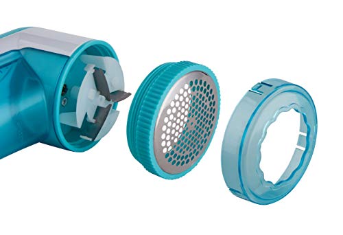 True & Tidy, Portable Fabric Shaver, Safely Removes Lint, Fabric Fluff and Fuzz Balls from All Types of Garments & Fabrics, LR-03, Aqua (Batteries not Included)