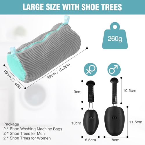 Shoe Washing Machine Bag with Adjustable Shoe Trees for Sneakers - color: Gray