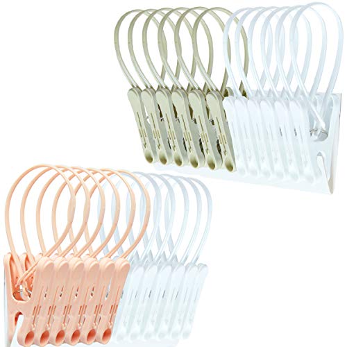 Clothes Pins 24pcs,Cute Sturdy Small Mini Clothes Pins with Plastic Rope - color: White,pink,gray-24pack