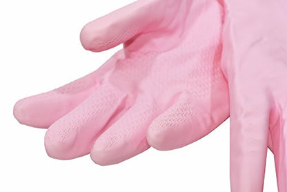 Finnhomy Household Gloves Latex free cleaning Gloves with soft fiber lining extra long cuff 15" and Vinyl Textured Grip 2 PairSmall, Mixed - color: Pink/Blue, size: Small (Pack of 2)