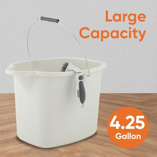 Superio Plastic Bucket Mop with Handle and Spout for Floor Cleaning (Soft Grey) - color: Soft Grey, size: 2 Pack