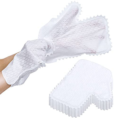 Patelai 40 Pcs Microfiber Dusting Gloves, Dual-Sided Disposable Mitts