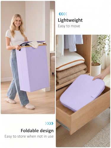 IEGrow Laundry Hamper with Lid,110L Laundry Basket with Mesh Bags,Purple - color: Purple, size: 110L