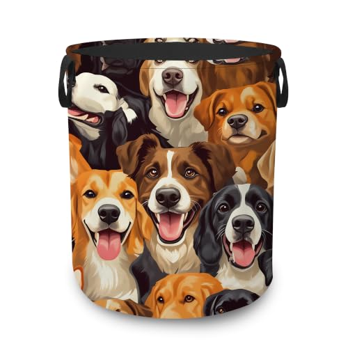 Cute Puppy Dog Faces Dirty Clothes Hamper,Foldable Laundry Basket with Handles,Pet Lover Waterproof Oxford Cloth Storage Bin for Bedroom Bathroom Nursery,16 x 20 Inch - color: Cute Puppy Dog Faces,Pet Lover