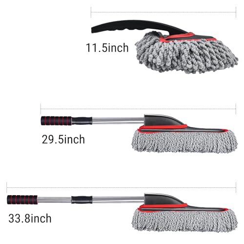 YeewayVeh 2-Pack Car Duster Kit, Microfiber Scratch-Free, Gray/Red - color: Gray / Red, size: 2 Pack