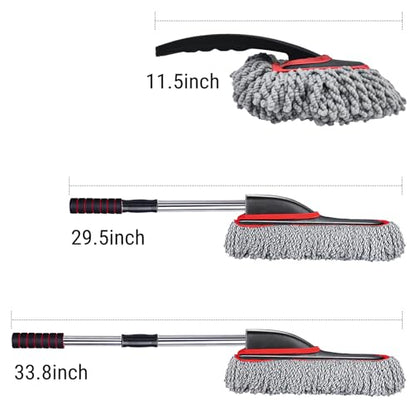 YeewayVeh 2-Pack Car Duster Kit, Microfiber Scratch-Free, Gray/Red - color: Gray / Red, size: 2 Pack
