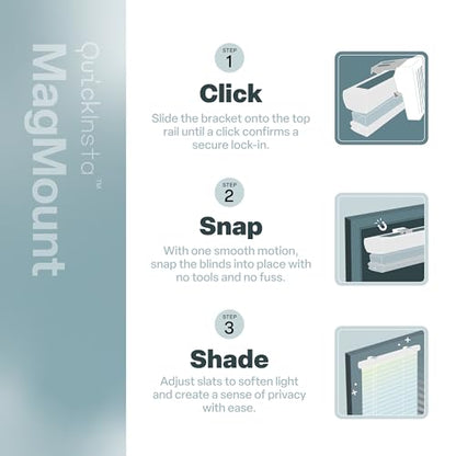 REGAL estate Strong Hold Magnetic Door Mini Blinds, White, 25 x 84 in - color: Magmount Mini Blinds - White, size: 25"W x 84"H