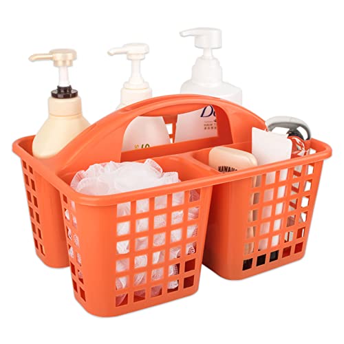 Portable Shower Caddy Basket Plastic Storage Basket with Compartment Orange - color: Orange