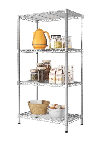 SINGAYE 4 Metal Shelves Wire Shelving Storage Shelf Adjustable Unit Pantry - color: Grey, size: 4 Tier 14"Dx24"Wx48"H