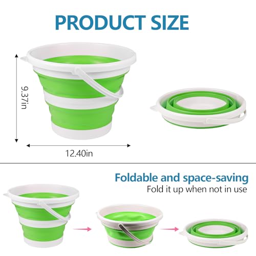 Hovom Car Collapsible Bucket, 10L 2.6 Gallon Foldable Round Tub, Green - color: Green
