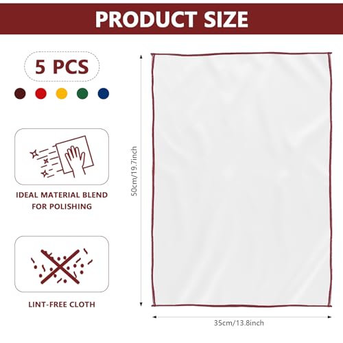 5 Pcs Wine Glass Polishing Cloths Large Microfiber Cleaning Cloths 20 x 14 Inch Lintless Towels for Drying Wine Glasses Cleaning Window Stemware Dishes Glassware (5 Colors)